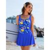 Ekouaer Swim Dress One Piece Bathing Suit Skirted Swimsuits for Women Ruched Retro Swimwear S-XXL(Blue)