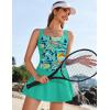 Ekouaer Swim Dress One Piece Bathing Suit Skirted Swimsuits for Women Ruched Retro Swimwear S-XXL(Green)