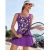 Ekouaer Swim Dress One Piece Bathing Suit Skirted Swimsuits for Women Ruched Retro Swimwear S-XXL(Purple)
