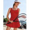 Ekouaer Swim Dress One Piece Bathing Suit Skirted Swimsuits for Women Ruched Retro Swimwear S-XXL(Red)
