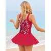 Ekouaer Swim Dress One Piece Bathing Suit Skirted Swimsuits for Women Ruched Retro Swimwear S-XXL(Wine Red)