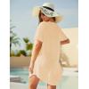 Ekouaer Swimsuit Cover Ups for Women Lace Crochet V-Neck Bikini Beach Coverups Dress for Swimwear Bathing Suit(00-beige)