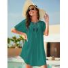 Ekouaer Swimsuit Cover Ups for Women Lace Crochet V-Neck Bikini Beach Coverups Dress for Swimwear Bathing Suit(00-deep Green)