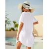 Ekouaer Swimsuit Cover Ups for Women Lace Crochet V-Neck Bikini Beach Coverups Dress for Swimwear Bathing Suit(00-white)