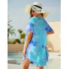 Ekouaer Swimsuit Cover Ups for Women Lace Crochet V-Neck Bikini Beach Coverups Dress for Swimwear Bathing Suit(02-blue Tie Dye)