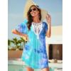 Ekouaer Swimsuit Cover Ups for Women Lace Crochet V-Neck Bikini Beach Coverups Dress for Swimwear Bathing Suit(02-blue Tie Dye)