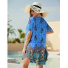 Ekouaer Swimsuit Cover Ups for Women Lace Crochet V-Neck Bikini Beach Coverups Dress for Swimwear Bathing Suit(03-blue Boho Print)