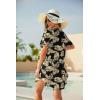 Ekouaer Swimsuit Cover Ups for Women Lace Crochet V-Neck Bikini Beach Coverups Dress for Swimwear Bathing Suit(Black Tropical Print)