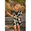 Ekouaer Swimsuit Cover Ups for Women Lace Crochet V-Neck Bikini Beach Coverups Dress for Swimwear Bathing Suit(Black Tropical Print)
