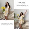 Ekouaer Swimsuit Cover Ups for Women Lace Crochet V-Neck Bikini Beach Coverups Dress for Swimwear Bathing Suit(Brigitte Floral)