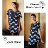Ekouaer Swimsuit Cover Ups for Women Lace Crochet V-Neck Bikini Beach Coverups Dress for Swimwear Bathing Suit(Dark Blue Floral Print)