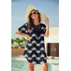 Ekouaer Swimsuit Cover Ups for Women Lace Crochet V-Neck Bikini Beach Coverups Dress for Swimwear Bathing Suit(Dark Blue Floral Print)