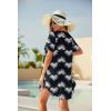 Ekouaer Swimsuit Cover Ups for Women Lace Crochet V-Neck Bikini Beach Coverups Dress for Swimwear Bathing Suit(Dark Blue Floral Print)