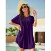 Ekouaer Swimsuit Cover Ups for Women Lace Crochet V-Neck Bikini Beach Coverups Dress for Swimwear Bathing Suit(Deep Purple)