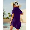 Ekouaer Swimsuit Cover Ups for Women Lace Crochet V-Neck Bikini Beach Coverups Dress for Swimwear Bathing Suit(Deep Purple)