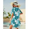 Ekouaer Swimsuit Cover Ups for Women Lace Crochet V-Neck Bikini Beach Coverups Dress for Swimwear Bathing Suit(Green Tropical Print)