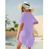 Ekouaer Swimsuit Cover Ups for Women Lace Crochet V-Neck Bikini Beach Coverups Dress for Swimwear Bathing Suit(Lilac)