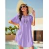Ekouaer Swimsuit Cover Ups for Women Lace Crochet V-Neck Bikini Beach Coverups Dress for Swimwear Bathing Suit(Lilac)