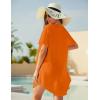 Ekouaer Swimsuit Cover Ups for Women Lace Crochet V-Neck Bikini Beach Coverups Dress for Swimwear Bathing Suit(Orange)
