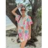 Ekouaer Swimsuit Cover Ups for Women Lace Crochet V-Neck Bikini Beach Coverups Dress for Swimwear Bathing Suit(Pastel Jungle)