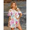Ekouaer Swimsuit Cover Ups for Women Lace Crochet V-Neck Bikini Beach Coverups Dress for Swimwear Bathing Suit(Pastel Jungle)