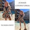 Ekouaer Swimsuit Cover Ups for Women Lace Crochet V-Neck Bikini Beach Coverups Dress for Swimwear Bathing Suit(Plumeria Print)