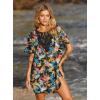 Ekouaer Swimsuit Cover Ups for Women Lace Crochet V-Neck Bikini Beach Coverups Dress for Swimwear Bathing Suit(Plumeria Print)