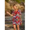Ekouaer Swimsuit Cover Ups for Women Lace Crochet V-Neck Bikini Beach Coverups Dress for Swimwear Bathing Suit(Red Tropical Print)
