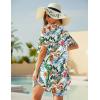 Ekouaer Swimsuit Cover Ups for Women Lace Crochet V-Neck Bikini Beach Coverups Dress for Swimwear Bathing Suit(Retro Tropics)