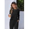 Ekouaer Women Pajama Sets 2 Piece Long Sleeves and Joggers Sleepwear Set Soft Pjs Lounge Set with Pockets(Black)