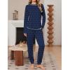 Ekouaer Women Pajama Sets 2 Piece Long Sleeves and Joggers Sleepwear Set Soft Pjs Lounge Set with Pockets(Blue Polka Dot)