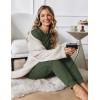 Ekouaer Women Pajama Sets 2 Piece Long Sleeves and Joggers Sleepwear Set Soft Pjs Lounge Set with Pockets(Dark Green)
