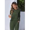 Ekouaer Women Pajama Sets 2 Piece Long Sleeves and Joggers Sleepwear Set Soft Pjs Lounge Set with Pockets(Dark Green)