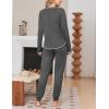 Ekouaer Women Pajama Sets 2 Piece Long Sleeves and Joggers Sleepwear Set Soft Pjs Lounge Set with Pockets(Dark Grey)