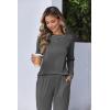 Ekouaer Women Pajama Sets 2 Piece Long Sleeves and Joggers Sleepwear Set Soft Pjs Lounge Set with Pockets(Dark Grey)