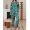 Ekouaer Women Pajama Sets 2 Piece Long Sleeves and Joggers Sleepwear Set Soft Pjs Lounge Set with Pockets(Green Leopard)