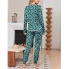 Ekouaer Women Pajama Sets 2 Piece Long Sleeves and Joggers Sleepwear Set Soft Pjs Lounge Set with Pockets(Green Leopard)