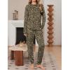 Ekouaer Women Pajama Sets 2 Piece Long Sleeves and Joggers Sleepwear Set Soft Pjs Lounge Set with Pockets(Leopard)