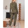 Ekouaer Women Pajama Sets 2 Piece Long Sleeves and Joggers Sleepwear Set Soft Pjs Lounge Set with Pockets(Leopard)