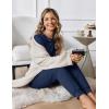 Ekouaer Women Pajama Sets 2 Piece Long Sleeves and Joggers Sleepwear Set Soft Pjs Lounge Set with Pockets(Navy Blue)