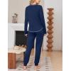 Ekouaer Women Pajama Sets 2 Piece Long Sleeves and Joggers Sleepwear Set Soft Pjs Lounge Set with Pockets(Navy Blue)