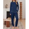 Ekouaer Women Pajama Sets 2 Piece Long Sleeves and Joggers Sleepwear Set Soft Pjs Lounge Set with Pockets(Navy Blue)