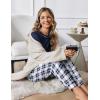 Ekouaer Women Pajama Sets 2 Piece Long Sleeves and Joggers Sleepwear Set Soft Pjs Lounge Set with Pockets(Navy Blue Plaid)