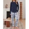 Ekouaer Women Pajama Sets 2 Piece Long Sleeves and Joggers Sleepwear Set Soft Pjs Lounge Set with Pockets(Navy Blue Plaid)