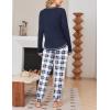 Ekouaer Women Pajama Sets 2 Piece Long Sleeves and Joggers Sleepwear Set Soft Pjs Lounge Set with Pockets(Navy Blue Plaid)