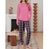 Ekouaer Women Pajama Sets 2 Piece Long Sleeves and Joggers Sleepwear Set Soft Pjs Lounge Set with Pockets(Pink Plaid)