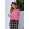 Ekouaer Women Pajama Sets 2 Piece Long Sleeves and Joggers Sleepwear Set Soft Pjs Lounge Set with Pockets(Pink Plaid)