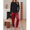 Ekouaer Women Pajama Sets 2 Piece Long Sleeves and Joggers Sleepwear Set Soft Pjs Lounge Set with Pockets(Red Plaid)