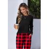 Ekouaer Women Pajama Sets 2 Piece Long Sleeves and Joggers Sleepwear Set Soft Pjs Lounge Set with Pockets(Red Plaid)