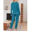 Ekouaer Women Pajama Sets 2 Piece Long Sleeves and Joggers Sleepwear Set Soft Pjs Lounge Set with Pockets(Teal)